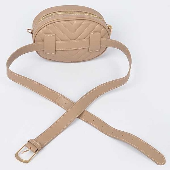 Gold Logo Quilted Convertible Crossbody Fanny Pack - Picture 8 of 8
